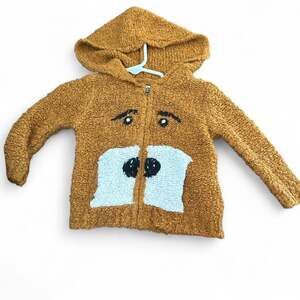 Zara Baby Brown Knit Teddy Bear Hoodie, Zip-Up Sweater Size 9-12 Months